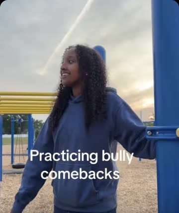 Isra Yasin on a playground practicing bully comebacks
